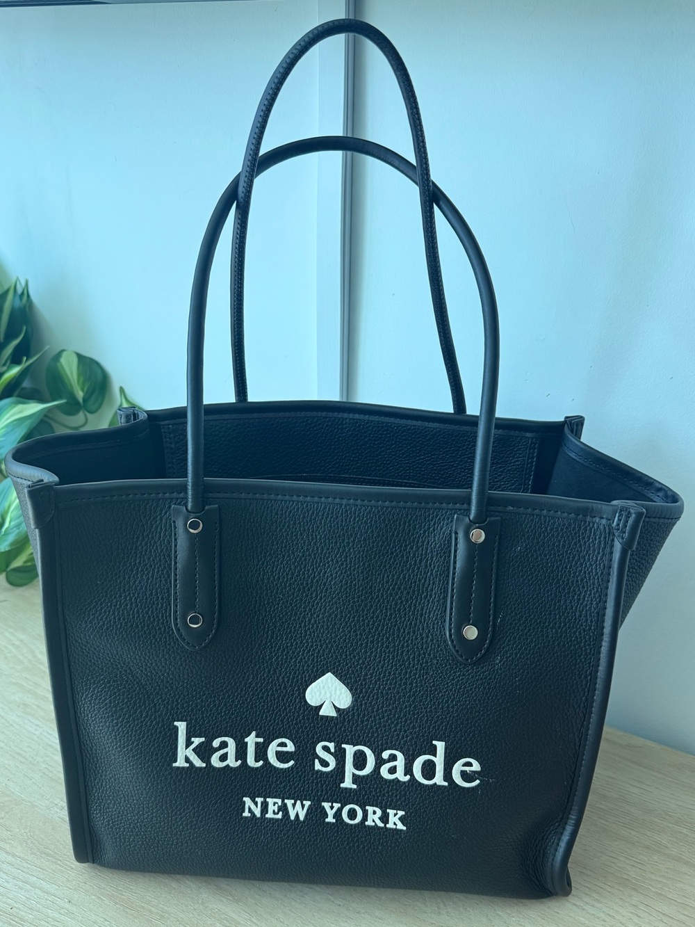 kate spade Black Leather Logo Tote